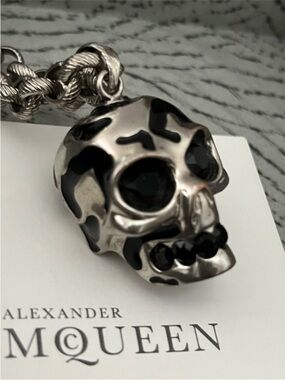 Alexander McQueen Silver and Black Skull Necklace